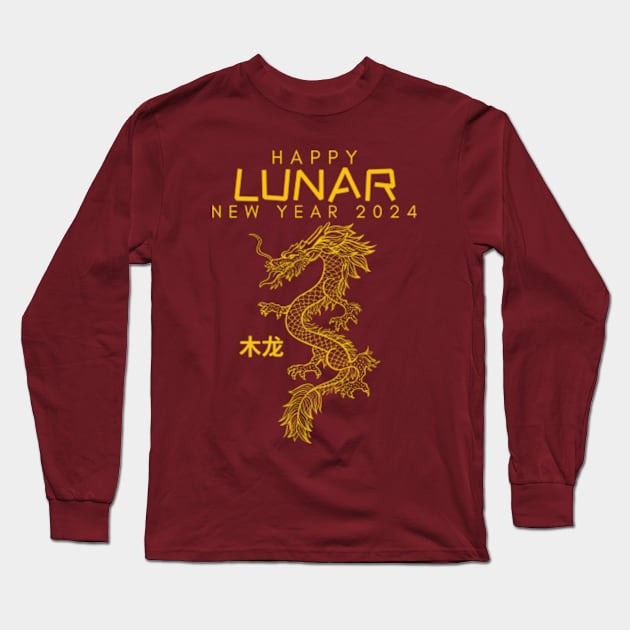 Lunar New Year 2024 The Year Of Dragon 2024 Men Women Kids Long Sleeve T-Shirt by AimArtStudio